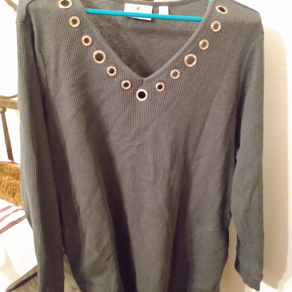 Quacker Factory waffle knit top